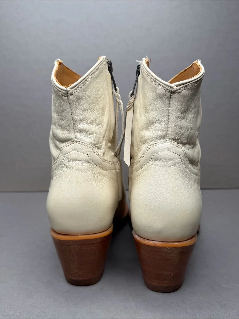 TECOVAS “The Daisy” Bone Calfskin Leather Western Boots Women Sz 8.5 Rodeo White